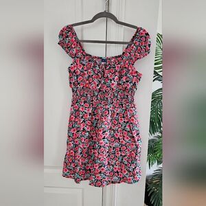 Floral Pink and Black Dress